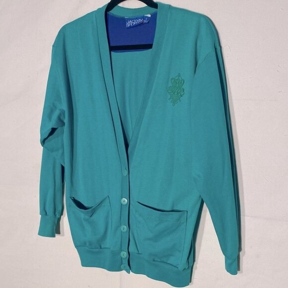 Vintage Jaclyn Sport Green Cardigan With Pockets S - Picture 10 of 10